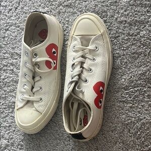 Comme des Garçons Play White Sneakers with Red Heart